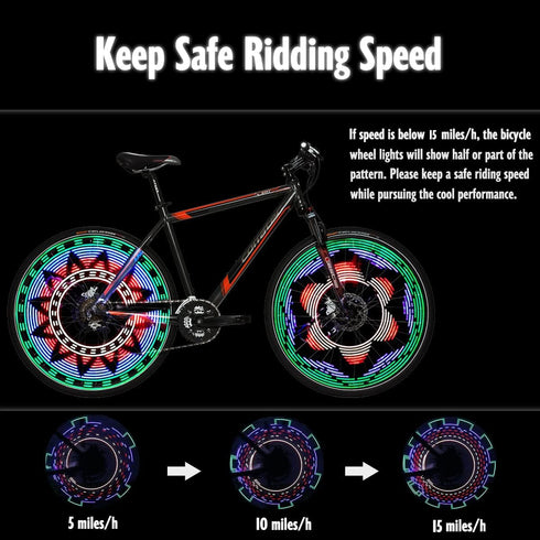 TGJOR Bike Wheel Lights, LED Waterproof Bicycle Spoke Tire Light with 32-LED and 32pcs Changes Patterns Bicycle Rim Lights for Mountain Bike/Road ...