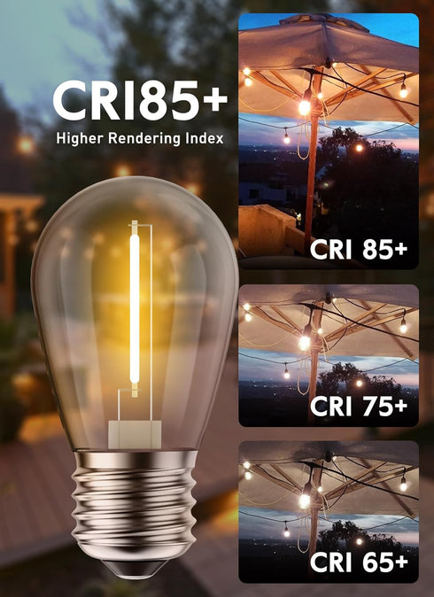 Minetom LED S14 Replacement Light Bulbs, 15 Pack Shatterproof Light Bulbs Equivalent to 11 W, E26 E27 Regular Medium Screw Base for Outdoor Home L...