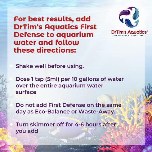 DrTim's Aquatics First Defense for Reef Aquariums – Stress Relief & Immune System Support with Vitamins Immunostimulants Fish Tanks - 4 oz....