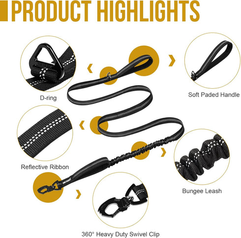 OneTigris 6ft Dog Leash, Heavy Duty Leash with 2 Padded Handle – Pet Training Lead with Reflective Double Handle for Traffic Control Safety, Perfe...