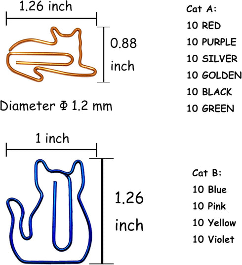 100 pcs Cat Paper Clips Cute, Cat Bookmark Clips, Cat Lover Gifts for Women, Cat Office Supplies Gifts Cat Office Desk Accessories for Work School...
