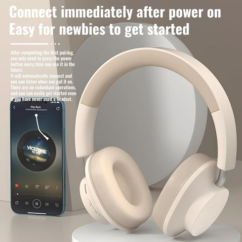 Over Ear Headphones with Mic, 50 Hours Play Time Wireless Bluetooth Headphones with Deep Bass, Stretchable Headphones with HiFi Audio for phone/TV...