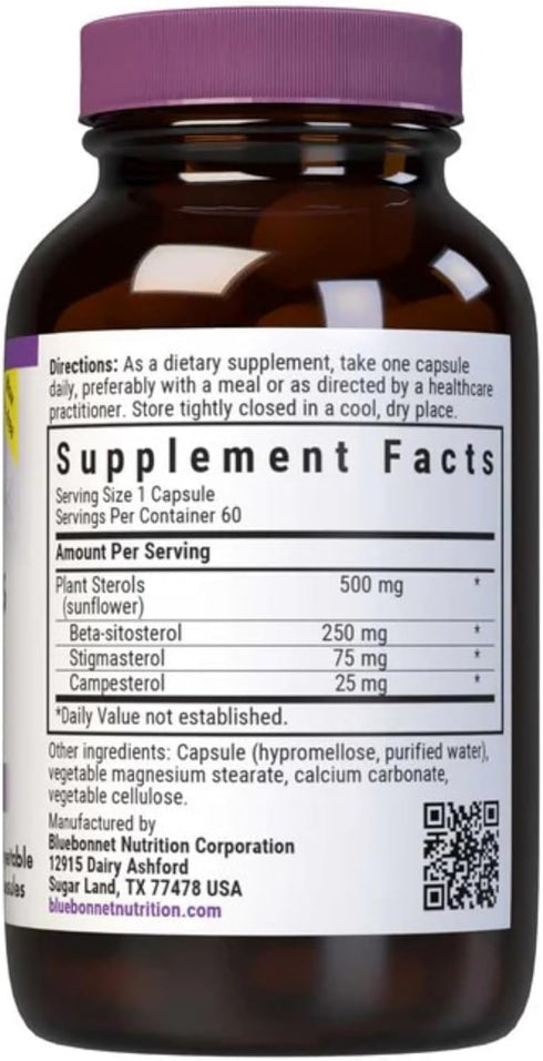Bluebonnet Nutrition Plant Sterols 500mg Heart Health Supplement for Men & Women* - Non-GMO Beta-Sitosterol from Sunflower Oil - Vegan, Gluten-Fre...
