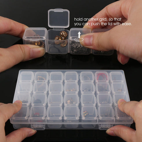 Gem Organizer, Segbeauty Clear Bead Container 28 Compartments with Secure Lids, Removable Tiny Jewelry Storage Box, Transparent Jewelry Organizer ...