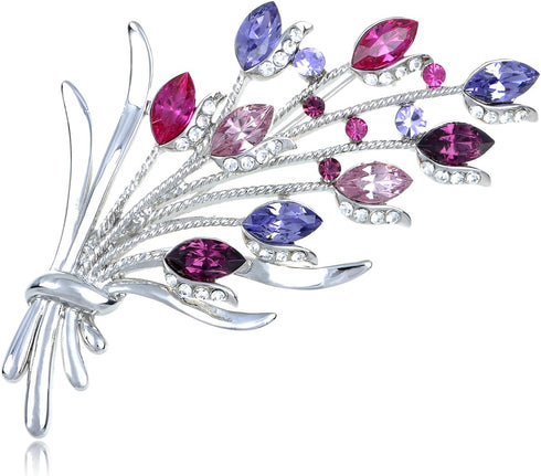 Alilang Multicolored Crystal Rhinestones Flower Floral Bouquet Wedding Banquet Brooch Pin...