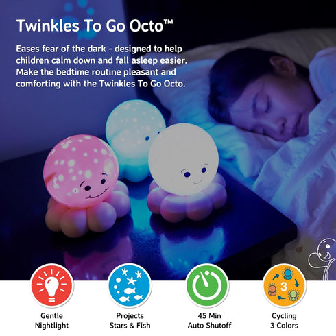 Cloud b Travel Comforting Nightlight Projector | Gentle Brightness | 3 Colors with Color Rotation Option | Auto-Shutoff | Octo Baby Pink...