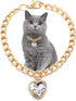 Cat Necklace Collar with Heart Rhinestone Pendant, Lightweight Adjustable Shine Diamond Cute Girl Wedding Birthday Party Pet Necklace Costume Acce...