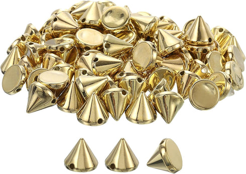 uxcell 200Pcs Acrylic Spike Cone Studs, 10x12mm Flat Back Sew on Glue on Punk Spike Beads for Garments, Shoes, Bags Embellishment (Gold Tone)...
