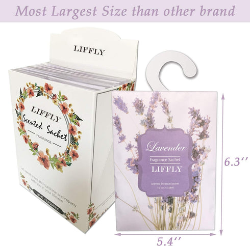 8 Large Packs Lavender Scented Sachets Bag with Hanger for Drawer and Closet Xmas Gift...