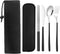 Reusable Utensils with Case, Travel Silverware Set with Case, 18/8 Stainless Steel Flatware Set Include Knife Forks Spoons Chopsticks Portable Cut...