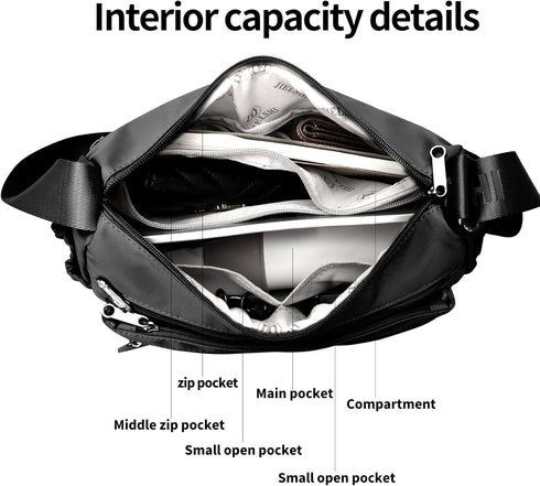 Women Shoulder Handbag Roomy Multiple Satchel Pockets Bag Ladies Crossbody Purse Fashion with Wide Adjustable Strap...