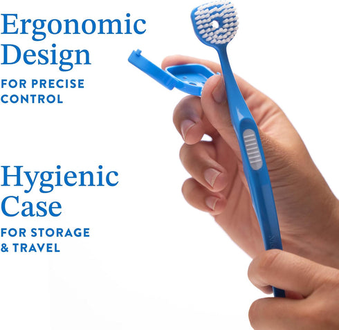 Soft Bristle Tongue Brush for Adults (2 Pack), Reduce Bad Breath & Improve Oral Hygiene, Tongue Scraper Brush Ergonomic Handle & Protective Cap, T...