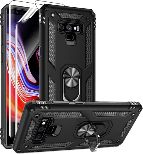 Androgate for Samsung Note 9 Phone Case, Galaxy Note 9 Case with 3D PET Screen Protector, Military-Grade Ring Holder Kickstand Car Mount 15ft Drop...