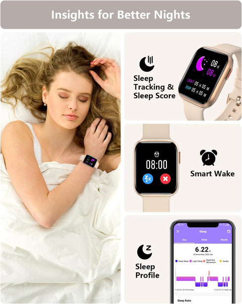 BRIBEJAT Smart Watch for Women (Dial/Answer Call) 38mmx46mm Fitness Tracker Pedometer/SpO2/Real-time Heart Rate/Sleep Monitor Compatible with Sams...