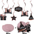 LINGTEER Happy 14th Birthday Decorations - 12 Pcs Birthday Black & Rose Gold Foil Swirls Streamer Set,Cheers to Fourteen Years Old Bday Party Gift...