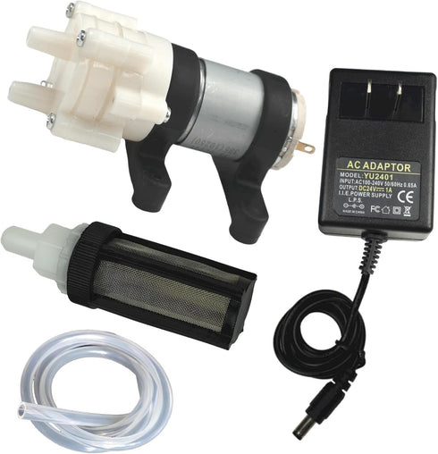 DC 24V 385 Diaphragm Water Pump 5-Piece Power Supply Filter Hose for Experimental Models...