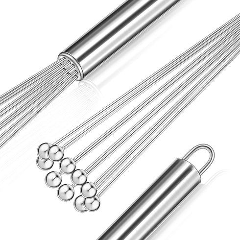 Patelai 2 Pieces Stainless Steel Ball Whisk Wire Egg Whisk Set Kitchen for Cooking, Blending, Whisking, Beating, Stirring(10 Inch and 12 Inch)...