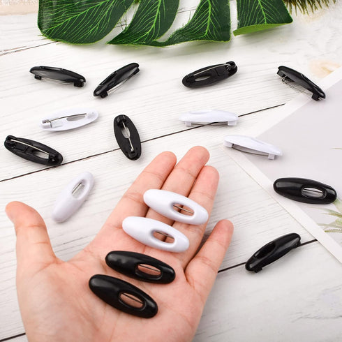 WANDIC Safety Pins, 50 Pcs Black and White Plastic Cover Pins Scarf Safety Pins, Hijab Sari Pins, Brooch Pins, Safety Locking Adult Clothes Diaper...