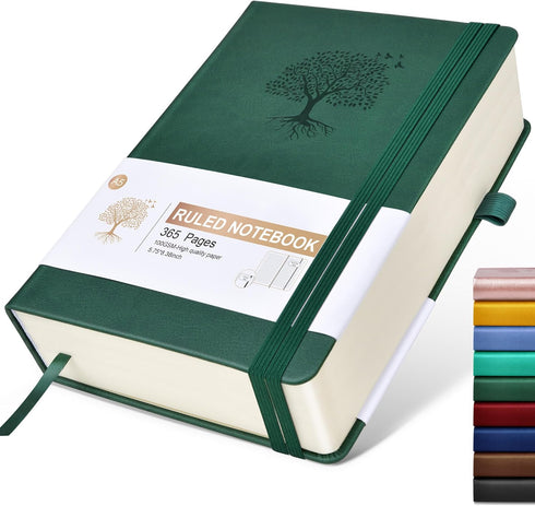 Lined Journal Notebook -365 Pages A5 Thick Journals for Writing Ruled Notebook, Hardcover Leather Journal for Women Men, Daily Journal Notebook fo...