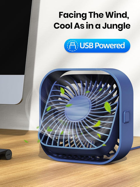 TOPK USB Desk Fan 2Pack Mini Personal Fan Portable, Strong Airflow & Quiet Operation, USB Powered, Three-Speed Wind Small USB Fan for Desk, 360° R...