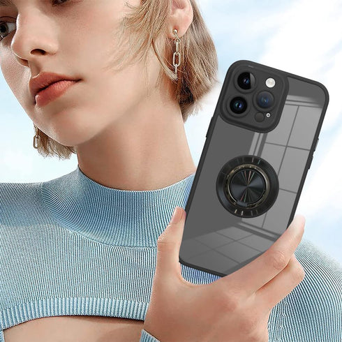 ZIYE for iPhone 14 Pro Max Phone Case with Ring with Full Camera Cover Protection for Women Girls Clear Case with 360 Degree Rotation Kickstand St...
