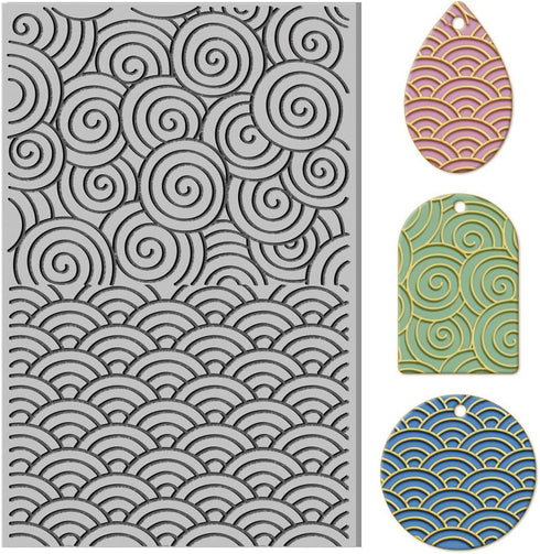 CHGCRAFT Waves Borders Lines Clay Texture Mat Clay Modeling Pattern Pad Texture Sheets for Polymer Clay Making Earrings Jewelry, 4x2.6inch...