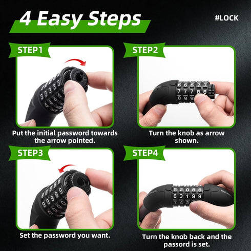 ROCKBROS Small Bike Lock, 5 Digit Bike Combination Lock, Anti-Theft Bike Cable Lock...