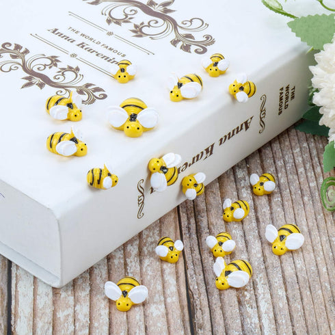 Hicarer 45 Pieces Tiny Bees Craft Decoration Party Decor Flatback Honey Resin Bee Shaped Embellishment with Storage Box for DIY Craft Home(0.98 In...