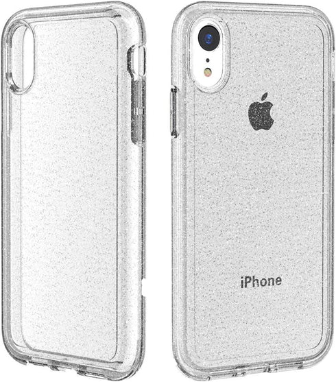 for iPhone XR case, Glitter Hybrid Shining Hard PC Back Protective Case for Girls Women, Compatible with iPhone XR (6.1 inches) - Crystal Clear...