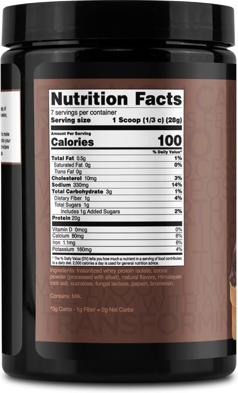 TransformHQ Whey Protein Isolate (WPI) Chocolate Dipped Cone Flavored 7 Servings - Preformance Protein Powder...
