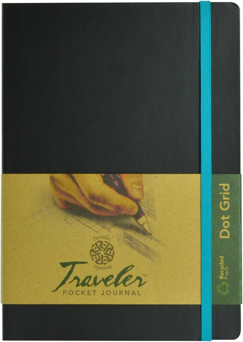 Pentalic 6" x 8" Pocket Dot Grid Traveler Journal, 160 Pages, Black...