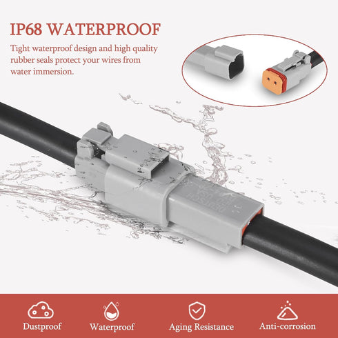 MUYI 2 Wire Connector, 8 Kits 16AWG DT Connectors Automotive Waterproof Electircal Plugs with 4.72" Pigtail Wiring Harness Heat Shrink Tube...