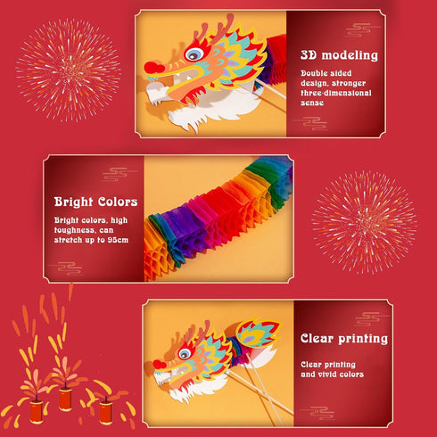 8pcs Dragon Honeycomb Handheld Toys Chinese New Year Dragon Making Ornament Kit Education Playset Chinese Dragon Toys...
