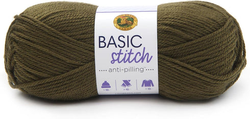Lion Brand Yarn Basic Stitch Anti-Pilling Knitting Yarn, Yarn for Crocheting, 1-Pack, Olive...