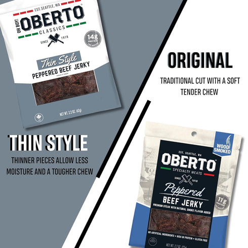 Oh Boy! Oberto Classics Thin Style Peppered Beef Jerky, 7 Ounce...