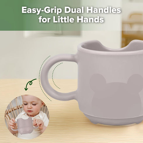 haakaa Silicone Toddler Cups, BPA Free Drop-Proof Training Open Cups for Baby 6 Months+, 5 Ounce (Suva Grey)...