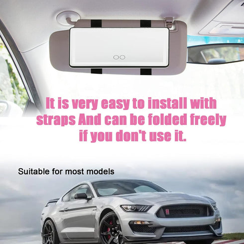 Car Sun Visor Vanity Mirror, Car Interior Accessories Makeup Mirror with 3 Light Modes & 60 LEDs, Rechargeable Led Light Car Mirror with Dimmable ...