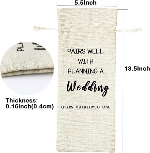 LANBAIHE Wedding Wine Bag, Wedding Couples, Bride and Groom Wine Gift,Linen Wine Gift Bag,Reusable Wine Bag...