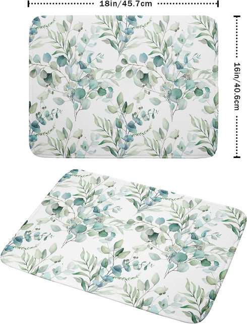 Watercolor Sage Leaves Dish Drying Mats for Kitchen Counter 16x18 Inch,Spring Leaves Kitchen Drying Mat,Sage Herbs Dishes Pad Dish Drainer Rack Ma...