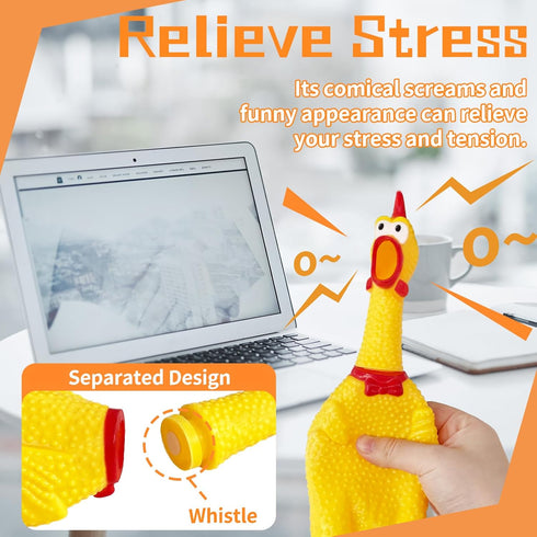 3 Pcs Large Squeeze Rubber Chicken,Yellow Screaming Chicken Dog Toys,Squawking Chicken Toys,Rubber Squeaky Chicken Toys for Dogs,Prank Novelty Toy...