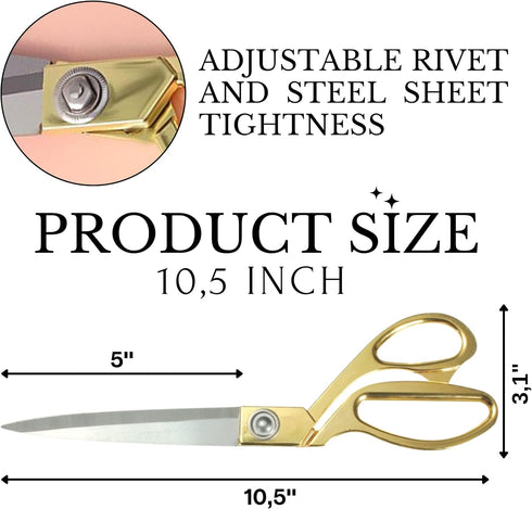 10.5" Heavy Duty Gold Scissors – Sharp Stainless Steel Scissors Gold 10.5 Inch All Purpose Scissors Professional Scissors Heavy Duty Grand Opening...