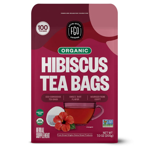 FGO Organic Hibiscus Tea, 100 Count, Eco-Conscious Tea Bags, Caffeine Free, Packaging May Vary (Pack of 1)...
