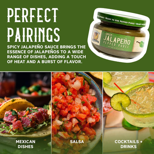 Louisiana Pepper Exchange Green Jalapeno Pepper Puree Sauce Salsa, Hot Spicy Flavor Seasoning, Plant-Based, Gluten-Free, Replaces Diced Jalapenos,...