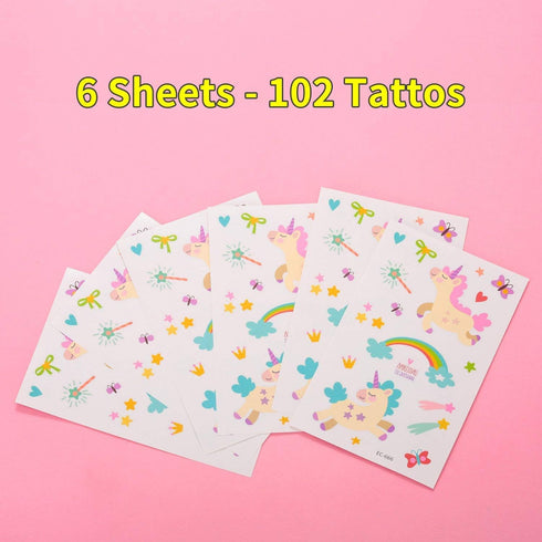 24 Reusable Unicorn Drinking Plastic Straws + 6 Temporary Tattoos for Girls | Birthday Party Supplies - Rainbow Unicorn Party Favors Decorations w...