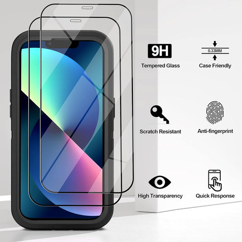 iPhone 13 Case with 2 Pack Screen Protector - Military Grade Rugged Full Body Phone Case for Men and Women (Black)...