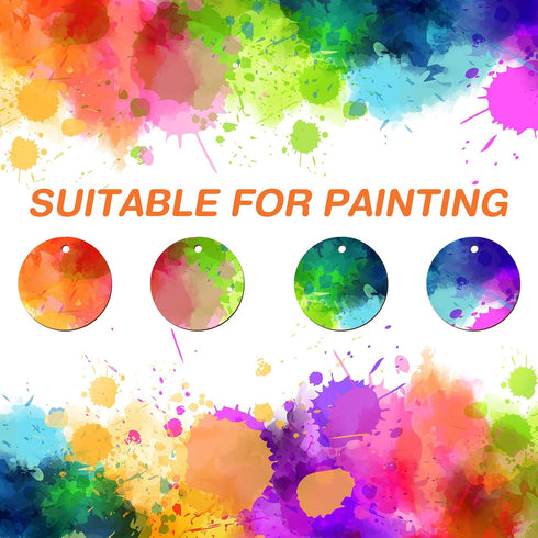 100 Pieces Unfinished Round Wooden Circles with Holes Round Wood Discs for Crafts Blank Natural Wood Circle Cutouts for DIY Crafts Party Birthday ...