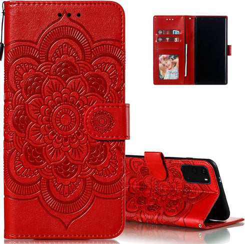 for Galaxy S20 FE 5G Case Flip Premium Wallet Phone Case PU Leather Mandala Embossed Shockproof Cover with Kickstand Card Holder Cover for Samsung...