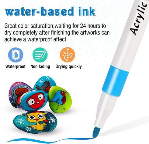 36 Colors Acrylic Paint Pens Markers, Premium Acrylic Paint Pens for Wood, Canvas, Stone, Rock Painting, Glass, Ceramic Surfaces, DIY Crafts Makin...