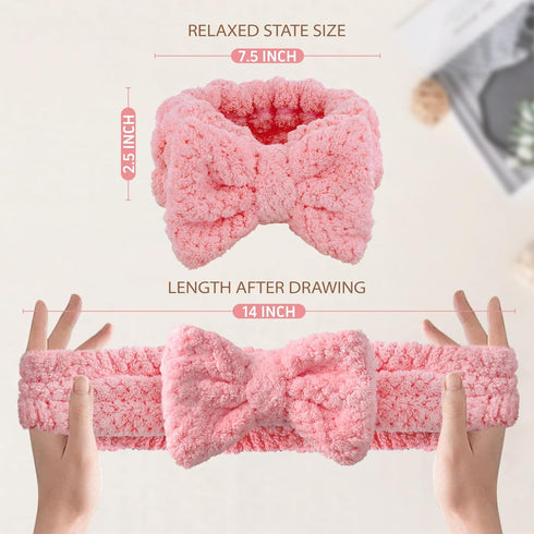 4 Packs Spa Headbands Microfiber Bowtie Headbands Makeup Headband Skincare Headbands Facial Headband Face Washing Headband Towel Headbands for Wom...