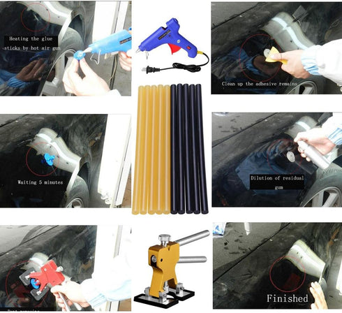 GLISTON Paintless Dent Repair Glue Sticks Hot Glue Sticks Paintless Dent Repair Tool for Car Repair Dent Remover Tool Set - 10 PCS Black...